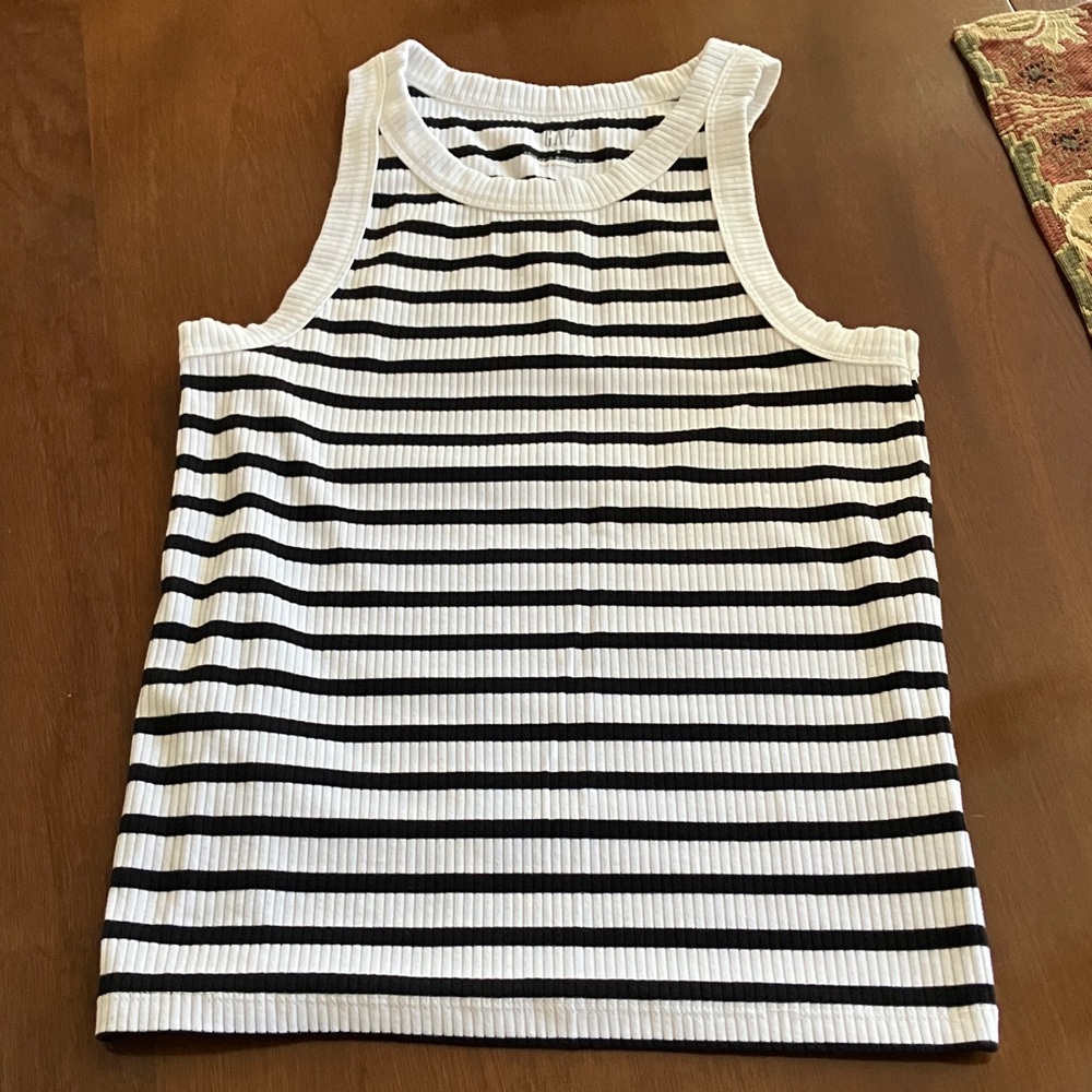 GAP Black and White Striped Tank Top